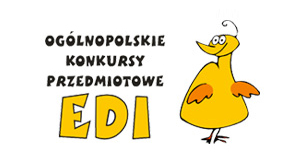 Logo ogólnopolskich konkursów przedmiotowych EDI - na rysunku kurczak