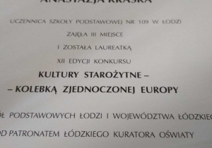 Dyplom Anastazji Kraski
